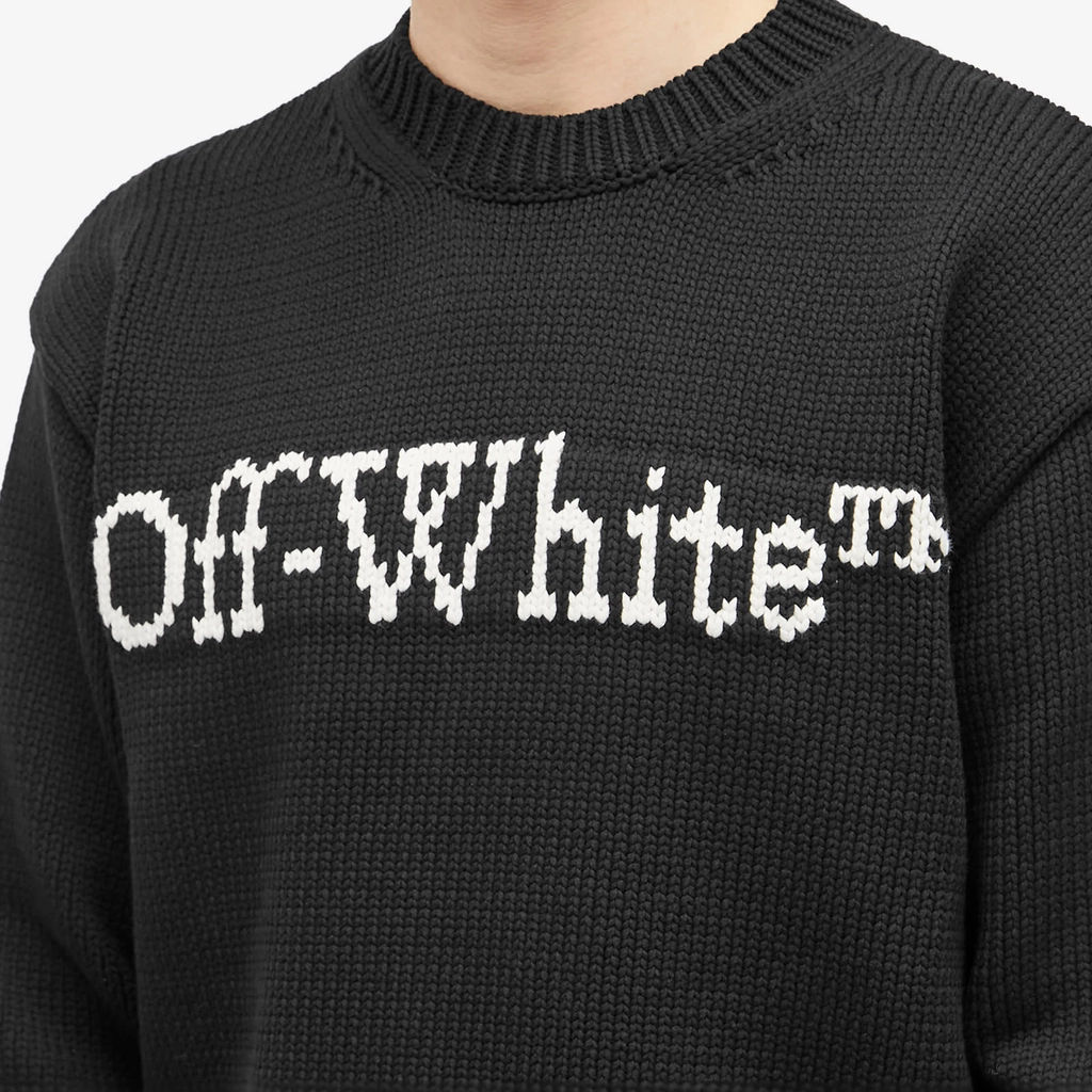 Off White Men's Big Bookish Chunky Crewneck Knit Black/White